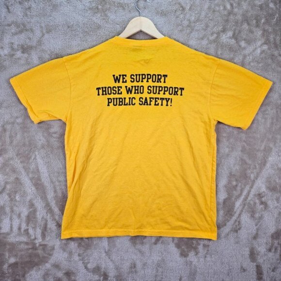 Professional Fire Fighters Mens T-Shirt Size L Yellow Short Sleeve - Picture 2 of 10